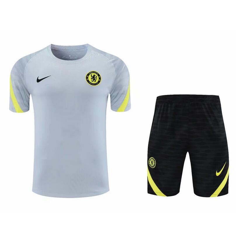 2021/22 Chelsea Grey Pre-Match Training Kits Shirt with Shorts